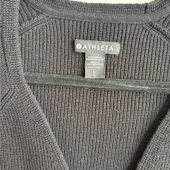 Athleta Hanover Sweater Rib Knit V Neck Pullover Black Large - Picture 2 of 7
